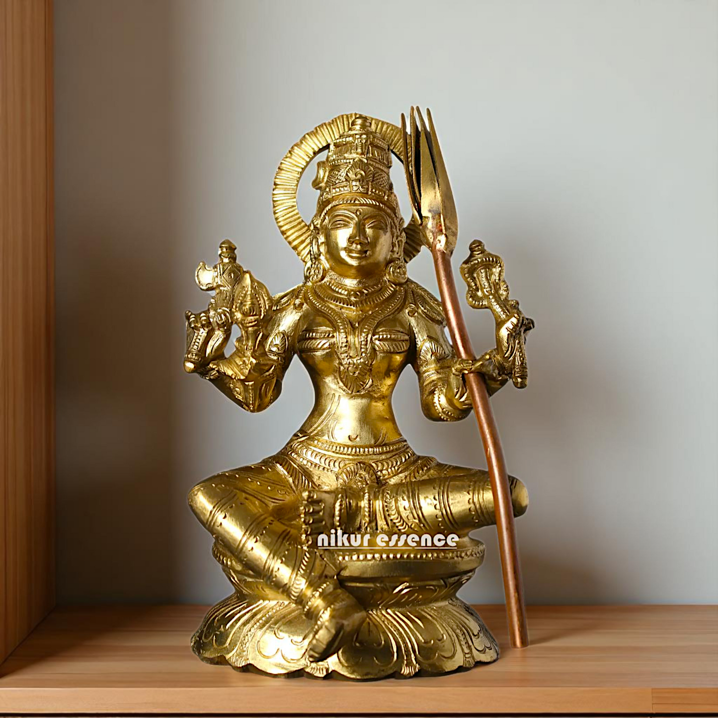 Bronze/Panchaloha Raja Rajeshwari Seated with Blessing statue - 7 Inches Nikuressence