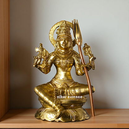 Bronze/Panchaloha Raja Rajeshwari Seated with Blessing statue - 7 Inches Nikuressence