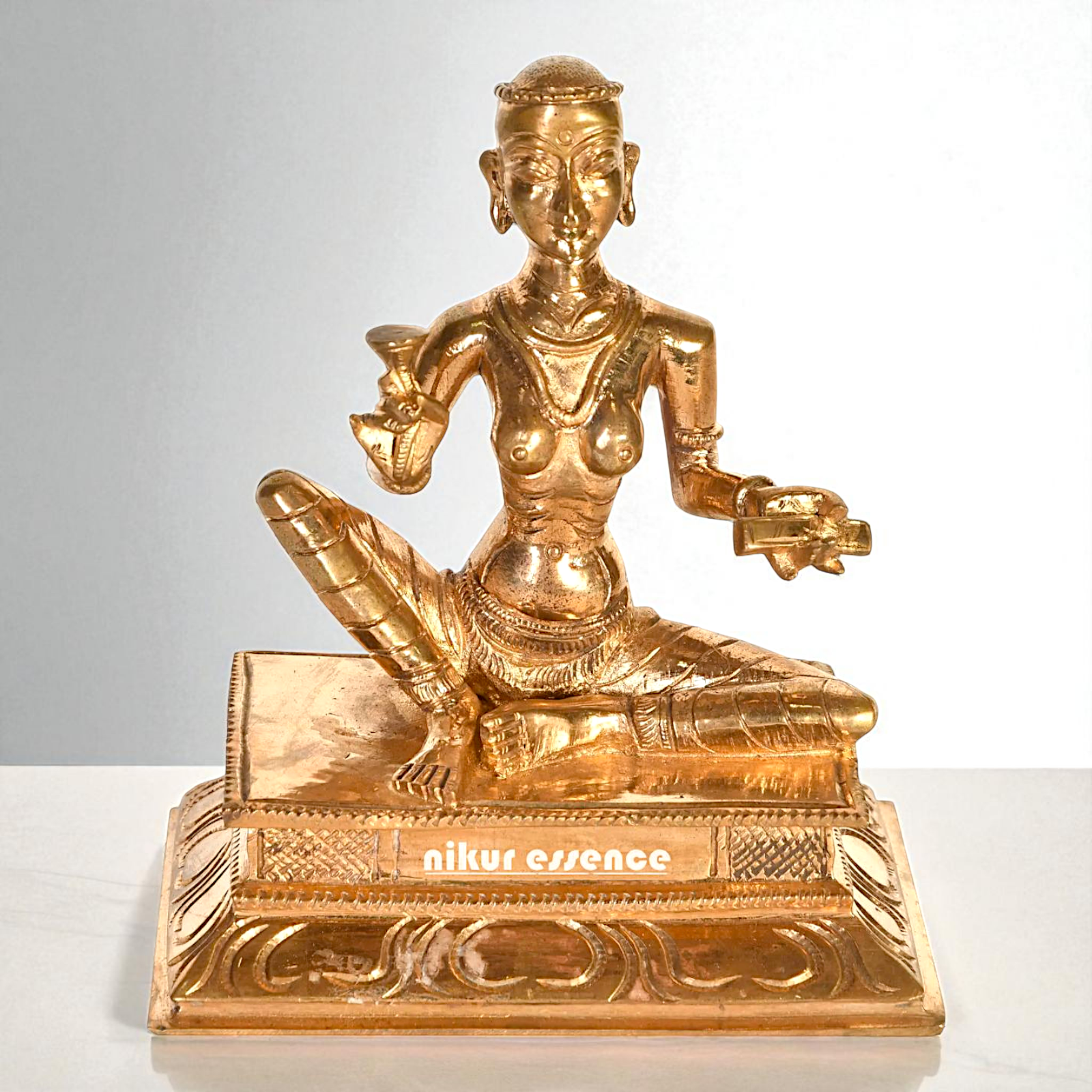 Saint Karaikkal Ammaiyar Seated with Blessing Bronze/Panchaloha idol - 6 Inches Nikuressence