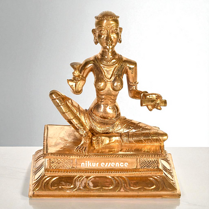 Saint Karaikkal Ammaiyar Seated with Blessing Bronze/Panchaloha idol - 6 Inches Nikuressence