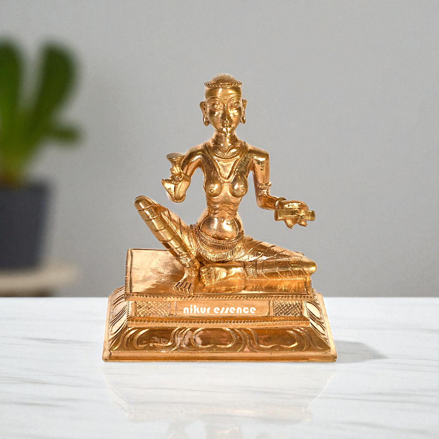 Saint Karaikkal Ammaiyar Seated with Blessing Bronze/Panchaloha idol - 6 Inches Nikuressence
