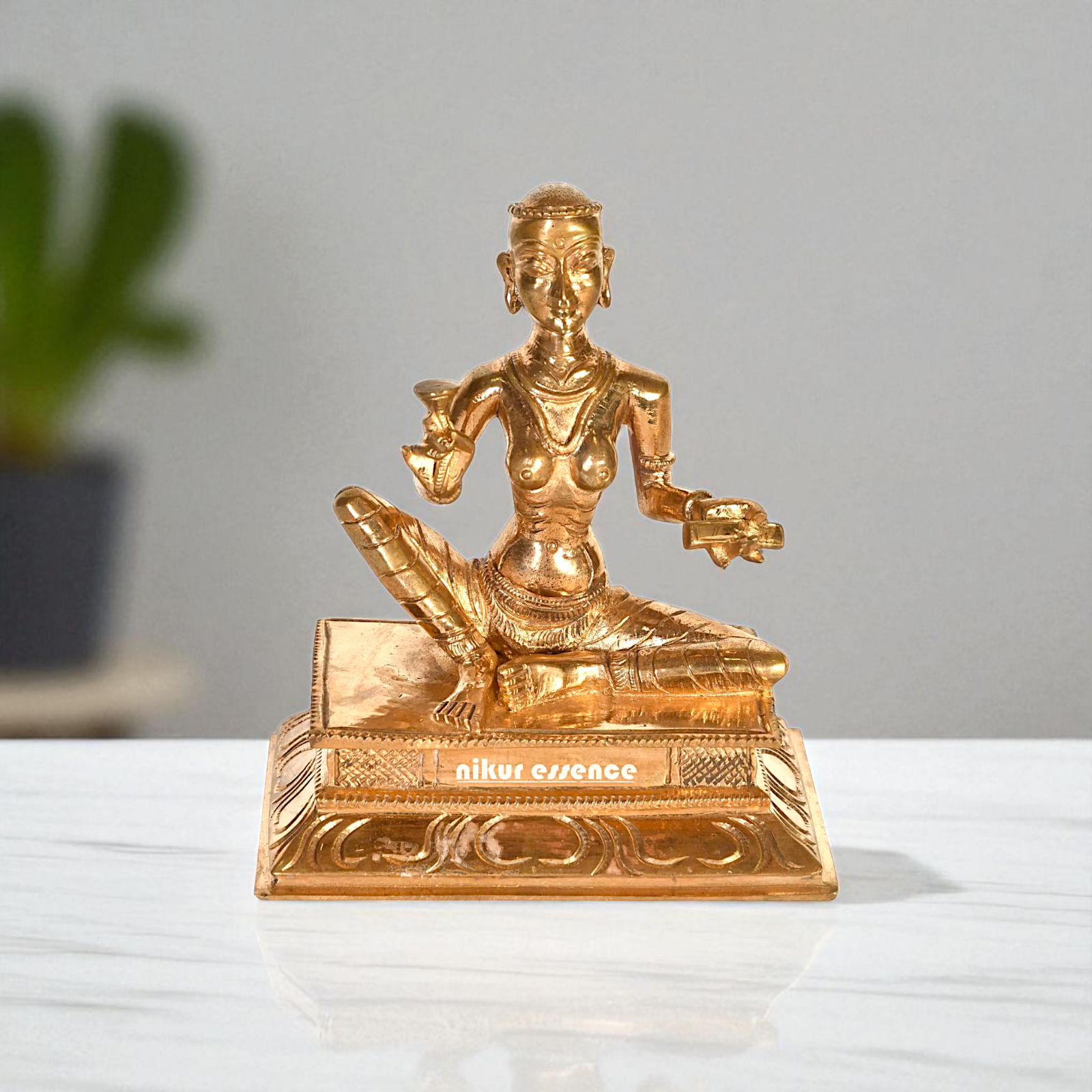 Saint Karaikkal Ammaiyar Seated with Blessing Bronze/Panchaloha idol - 6 Inches Nikuressence