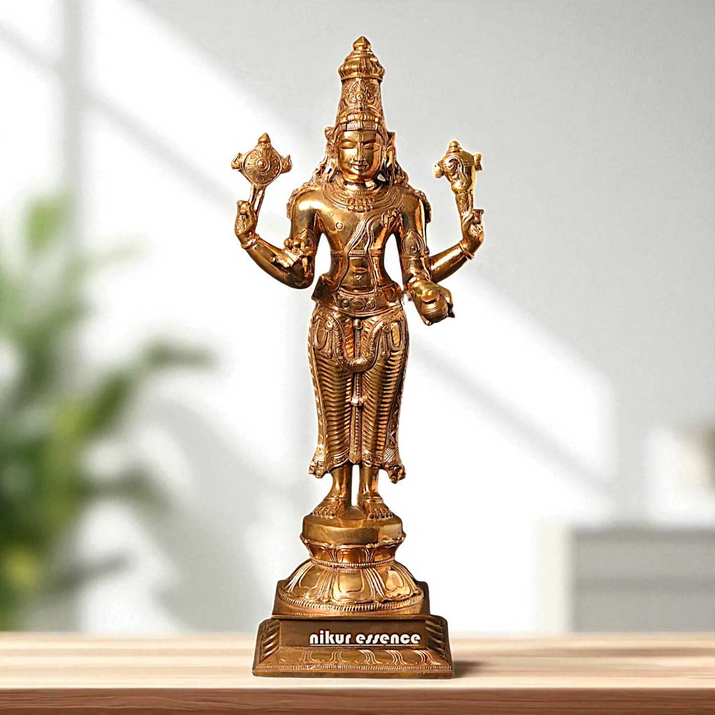 Lord Vishnu Dhanvantri Standing with Blessing Bronze/Panchaloha idol - 15 Inches Nikuressence