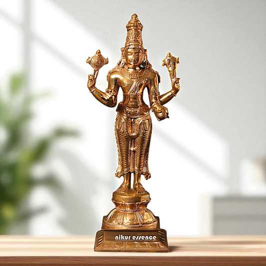 Lord Vishnu Dhanvantri Standing with Blessing Bronze/Panchaloha idol - 15 Inches Nikuressence