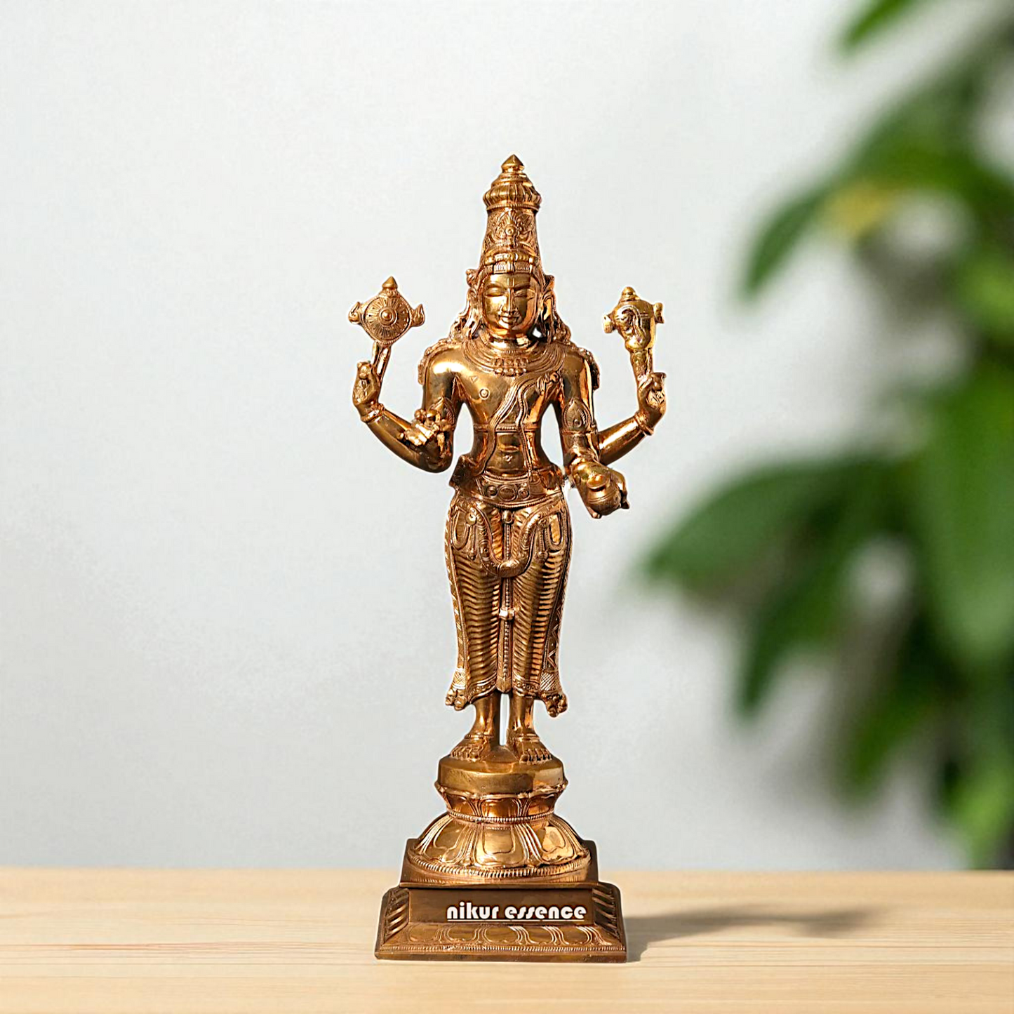 Lord Vishnu Dhanvantri Standing with Blessing Bronze/Panchaloha idol - 15 Inches Nikuressence