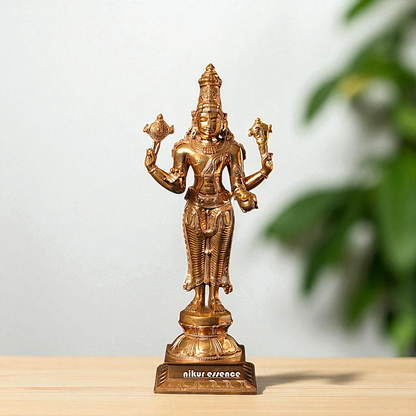 Lord Vishnu Dhanvantri Standing with Blessing Bronze/Panchaloha idol - 15 Inches Nikuressence