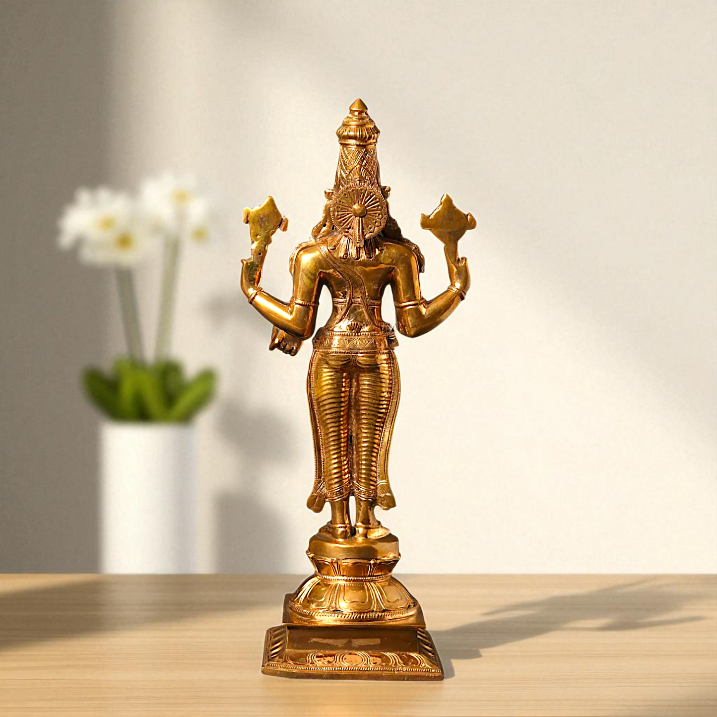 Lord Vishnu Dhanvantri Standing with Blessing Bronze/Panchaloha idol - 15 Inches Nikuressence