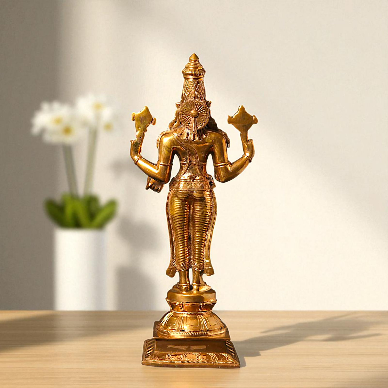 Lord Vishnu Dhanvantri Standing with Blessing Bronze/Panchaloha idol - 15 Inches Nikuressence