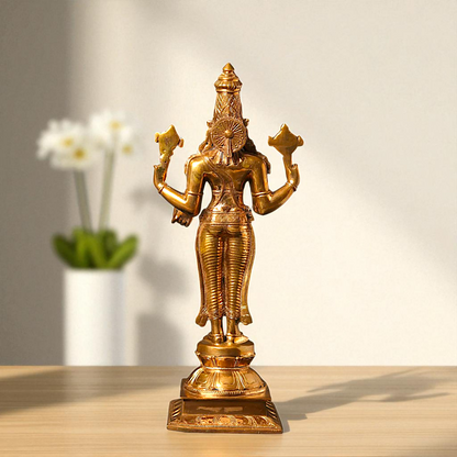Lord Vishnu Dhanvantri Standing with Blessing Bronze/Panchaloha idol - 15 Inches Nikuressence