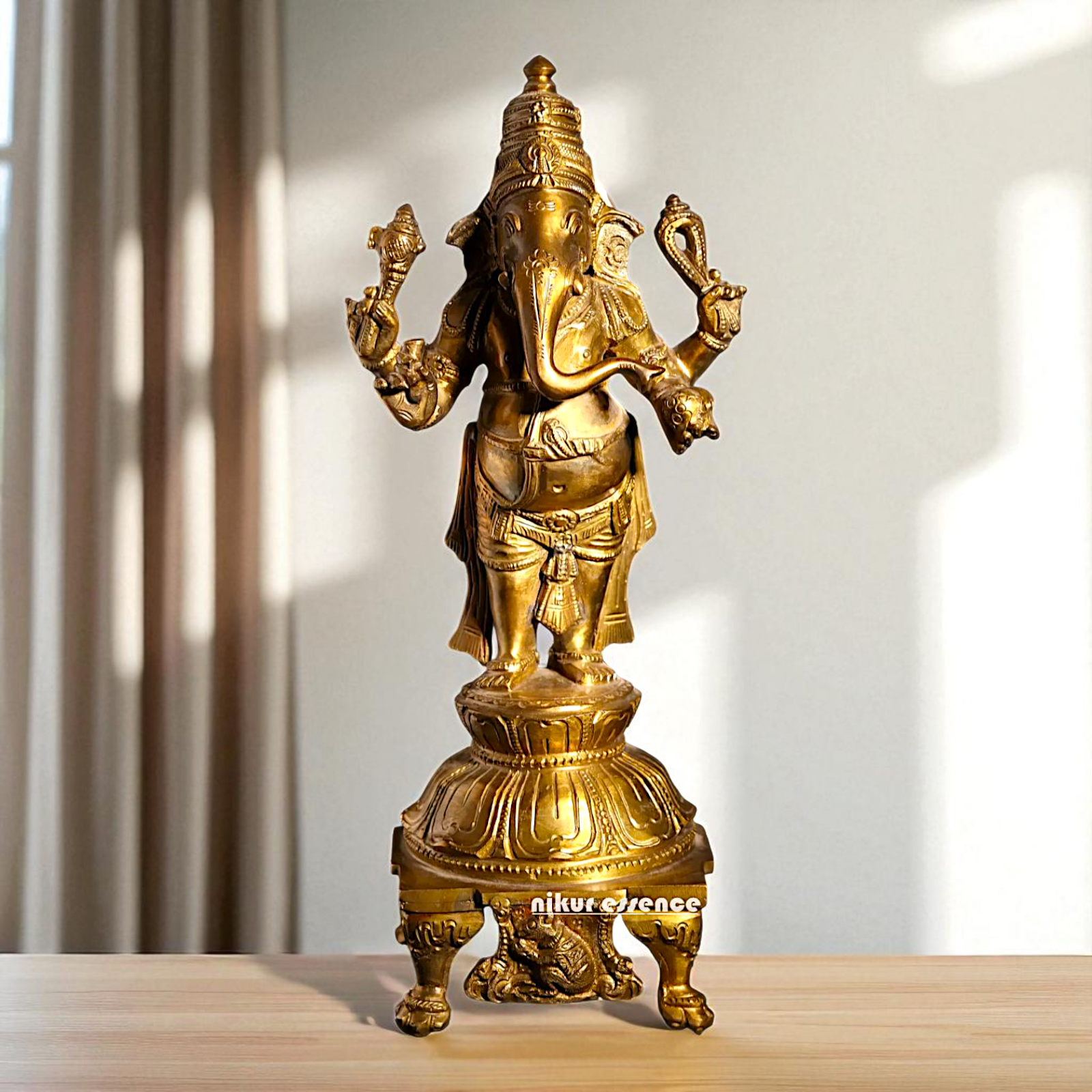 Ganesh Vinayaka Standing with Blessing Bronze/Panchaloha idol - 11 Inches Nikuressence