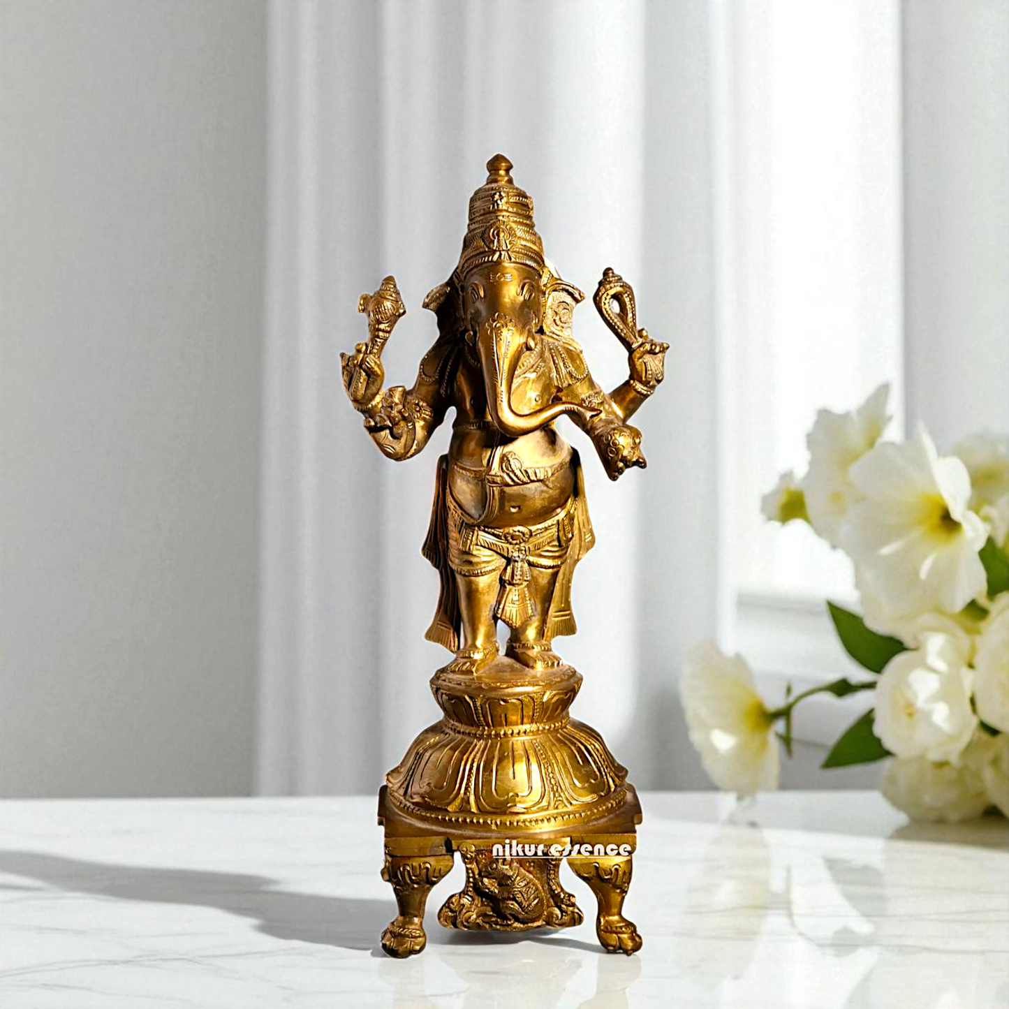 Ganesh Vinayaka Standing with Blessing Bronze/Panchaloha idol - 11 Inches Nikuressence