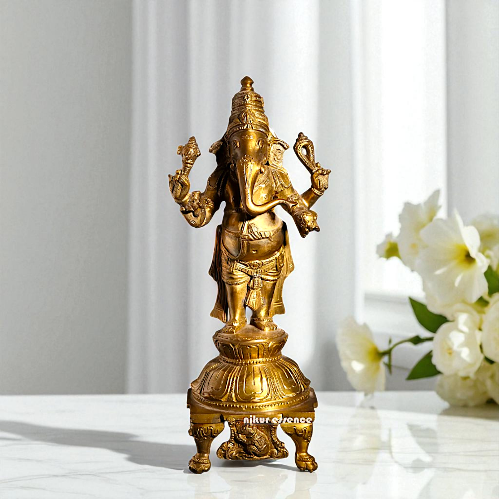 Ganesh Vinayaka Standing with Blessing Bronze/Panchaloha idol - 11 Inches Nikuressence