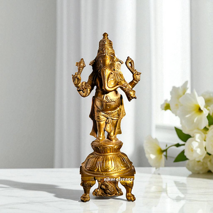 Ganesh Vinayaka Standing with Blessing Bronze/Panchaloha idol - 11 Inches Nikuressence