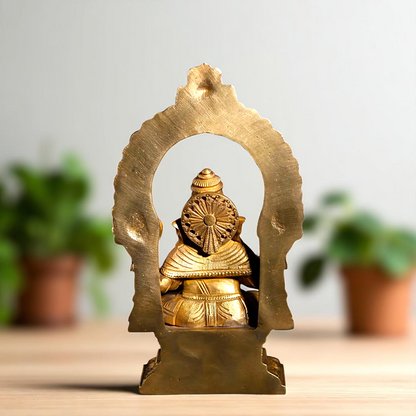 Lord Ganesha Ganpati Seated on kirtimukha throne with Blessing Bronze/Panchaloha idol - 8 Inches Nikuressence