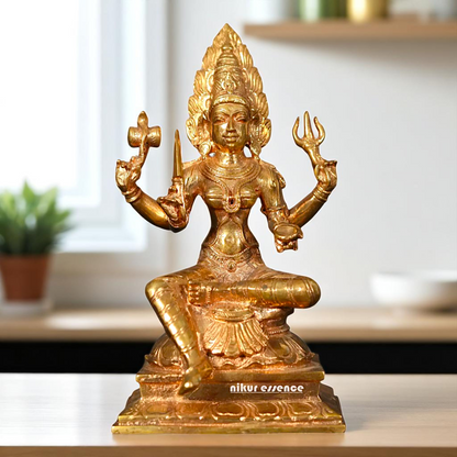 Buy Mariamman Durga Devi Seated with Four Armed Bronze/Panchaloha idol - 6 Inches Nikuressence