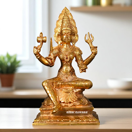 Buy Mariamman Durga Devi Seated with Four Armed Bronze/Panchaloha idol - 6 Inches Nikuressence