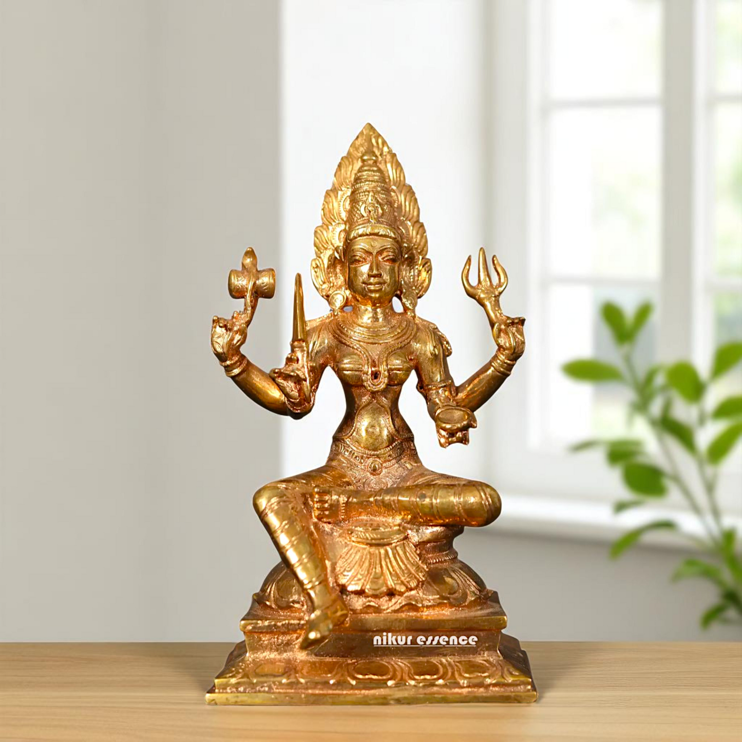 Buy Mariamman Durga Devi Seated with Four Armed Bronze/Panchaloha idol - 6 Inches Nikuressence