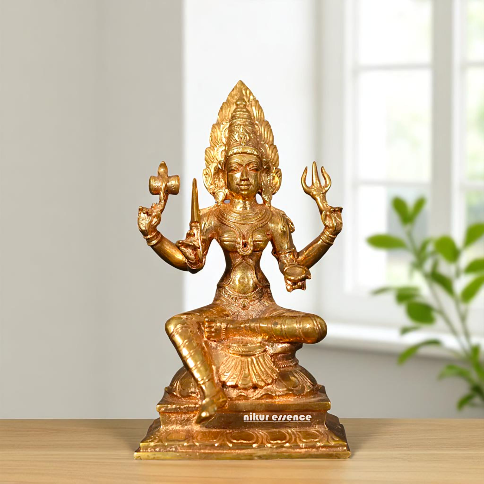 Buy Mariamman Durga Devi Seated with Four Armed Bronze/Panchaloha idol - 6 Inches Nikuressence