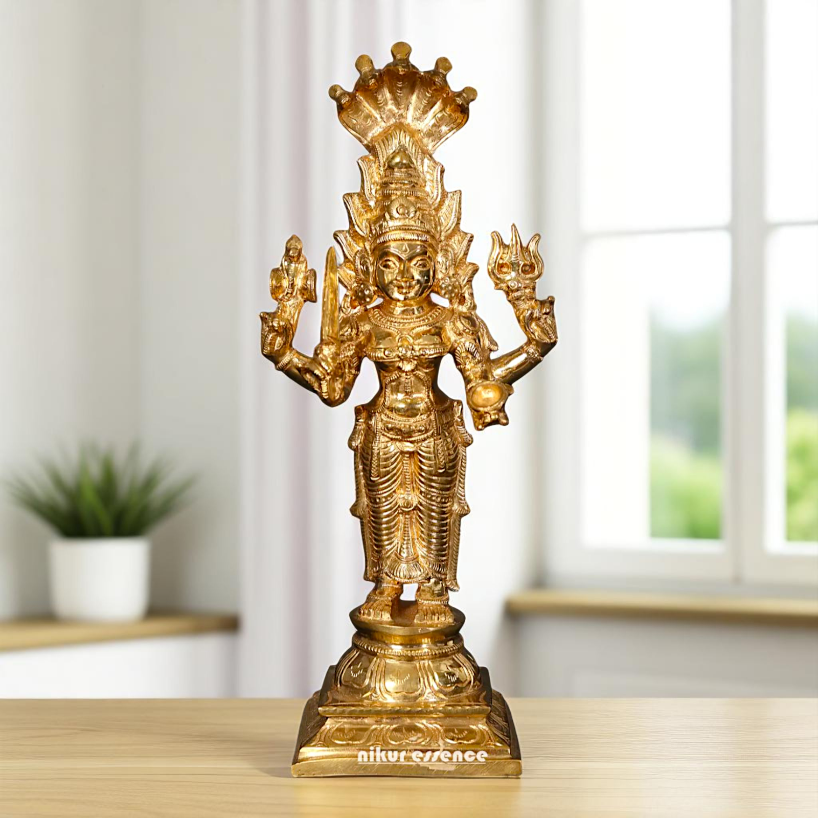Goddess Mariamman Standing with Blessing Bronze/Panchaloha idol - 12 Inches Nikuressence