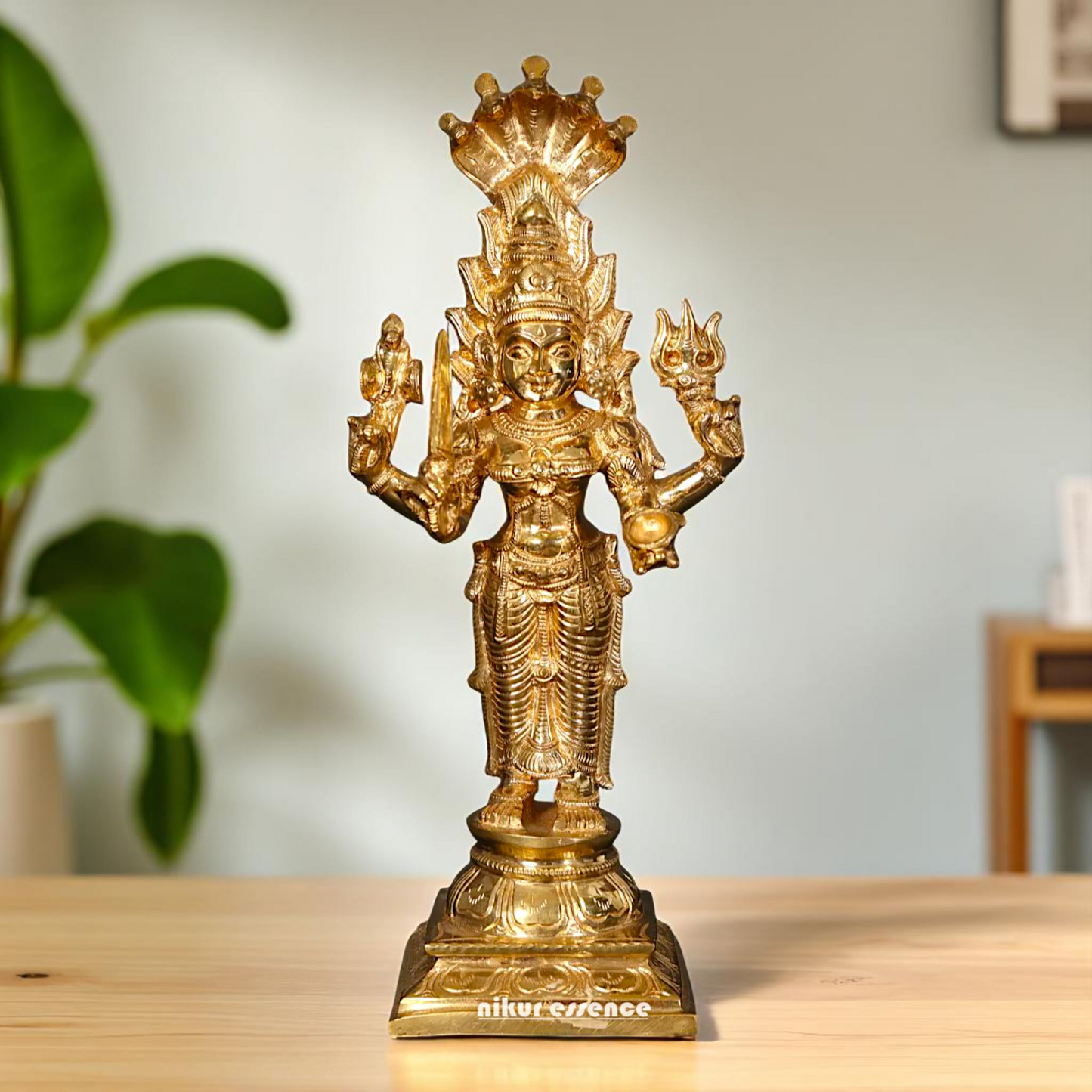 Goddess Mariamman Standing with Blessing Bronze/Panchaloha idol - 12 Inches Nikuressence