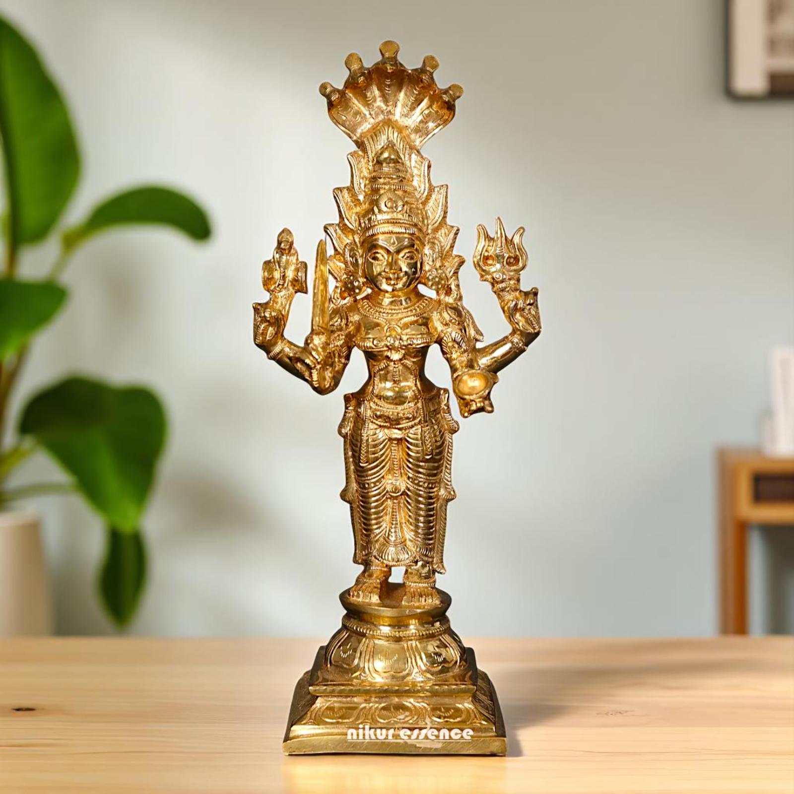 Goddess Mariamman Standing with Blessing Bronze/Panchaloha idol - 12 Inches Nikuressence