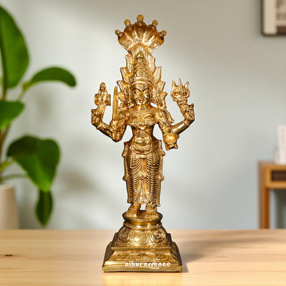 Goddess Mariamman Standing with Blessing Bronze/Panchaloha idol - 12 Inches Nikuressence