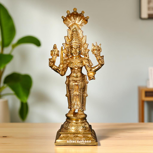 Goddess Mariamman Standing with Blessing Bronze/Panchaloha idol - 12 Inches Nikuressence