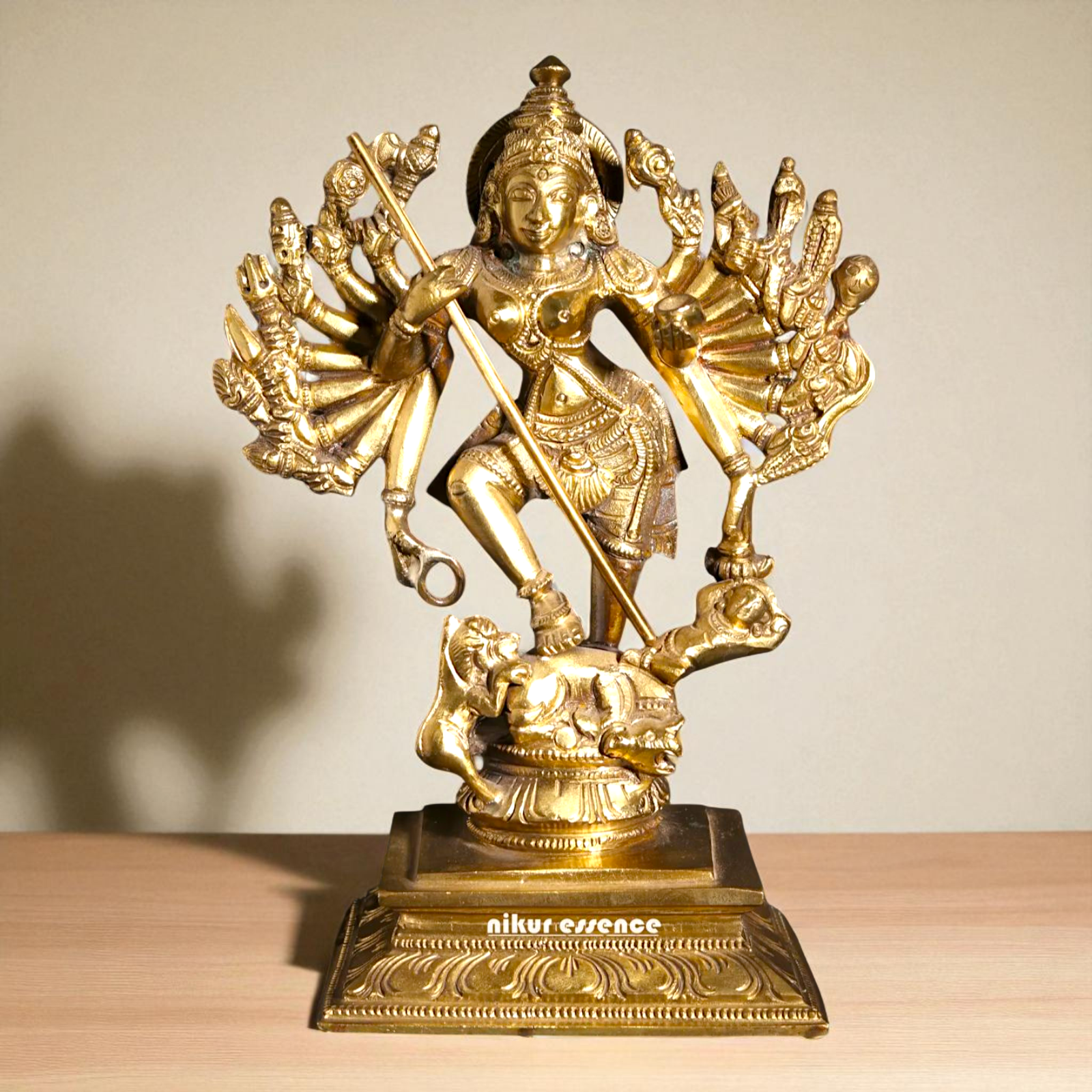 Goddess Mahishasura Mardini Durga Maa Bronze/Panchaloha idol - 8 Inches Nikuressence