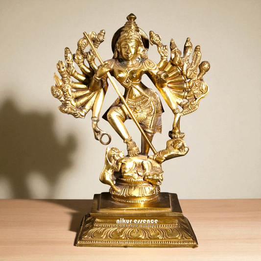 Goddess Mahishasura Mardini Durga Maa Bronze/Panchaloha idol - 8 Inches Nikuressence