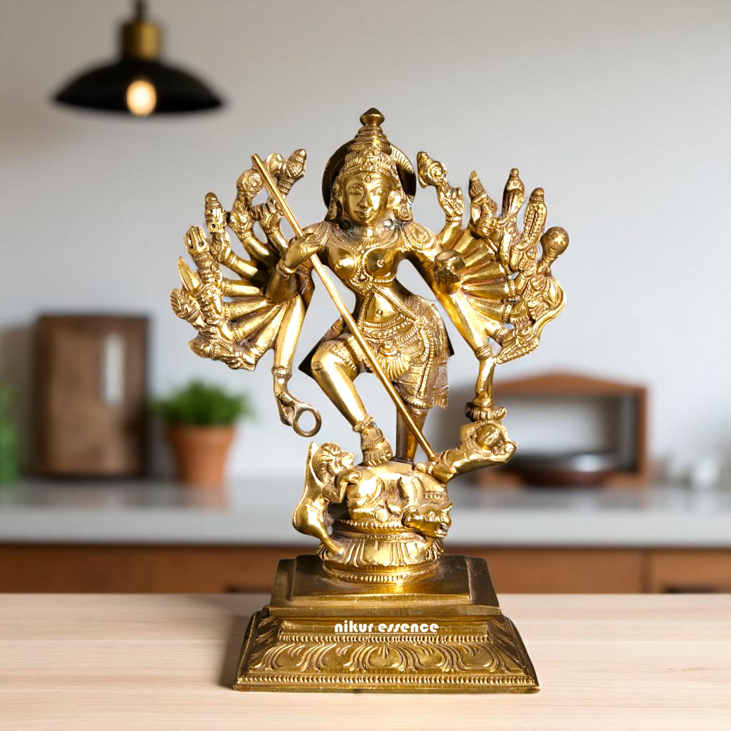 Goddess Mahishasura Mardini Durga Maa Bronze/Panchaloha idol - 8 Inches Nikuressence