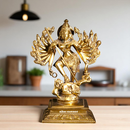 Goddess Mahishasura Mardini Durga Maa Bronze/Panchaloha idol - 8 Inches Nikuressence