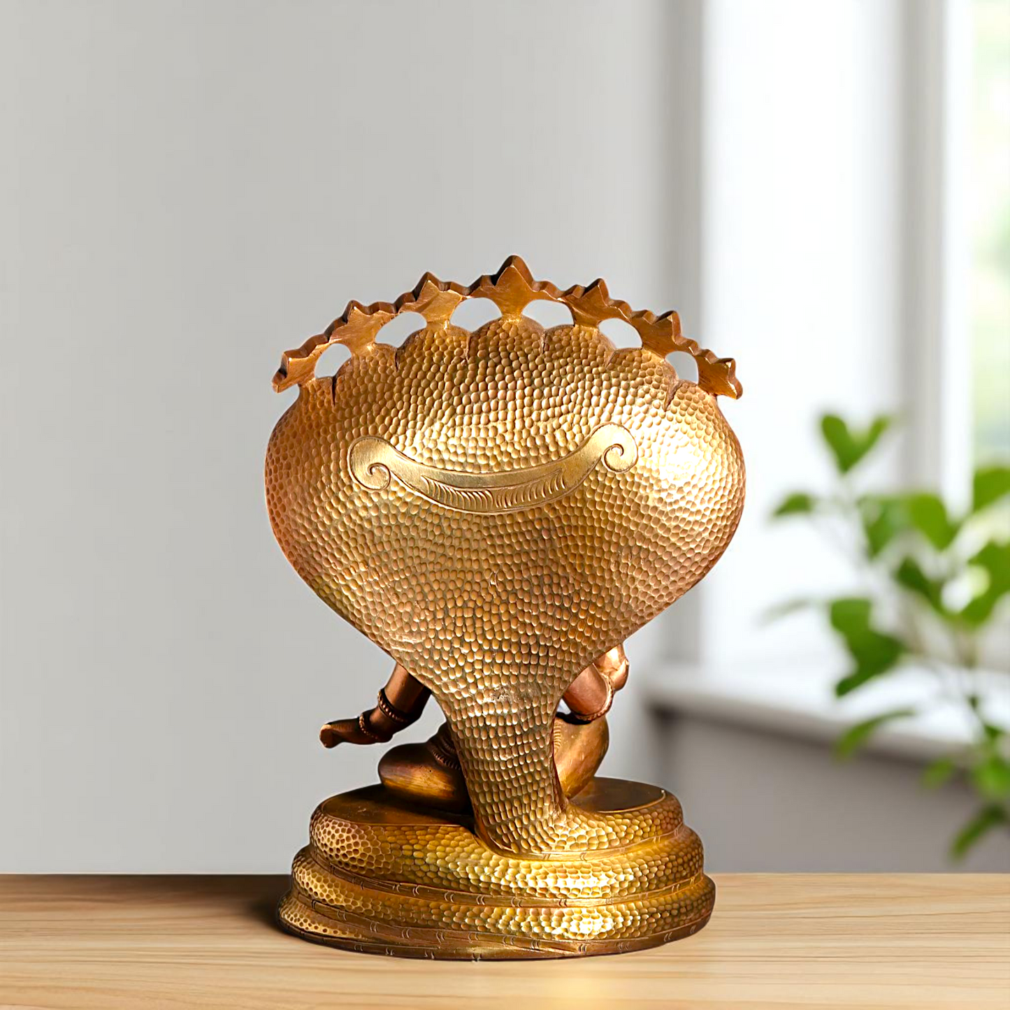 Bronze/Panchaloha Ganesha seated on sheshnag statue - 7 Inches Nikuressence