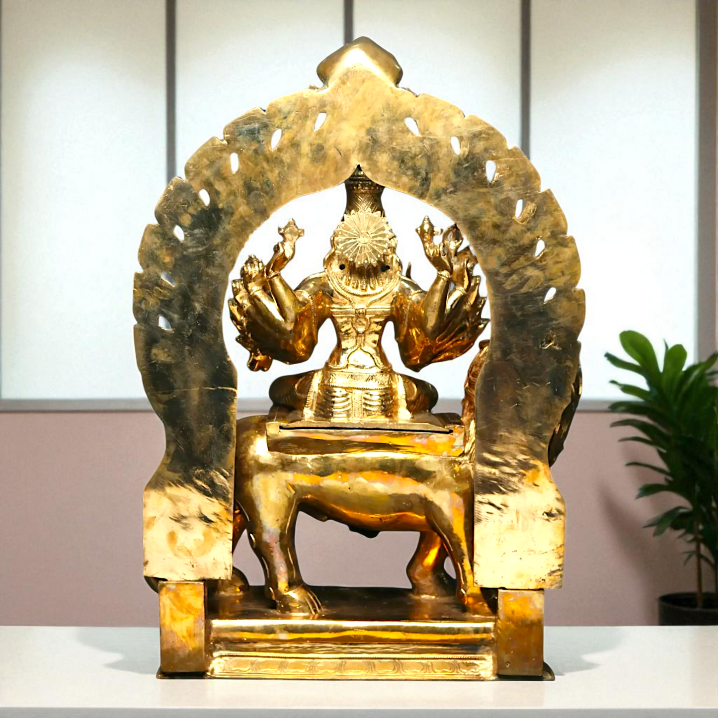 Big Durga Sherawali Maa Devi Seated on Lion with Blessing Bronze/Panchaloha idol - 27 Inches Nikuressence