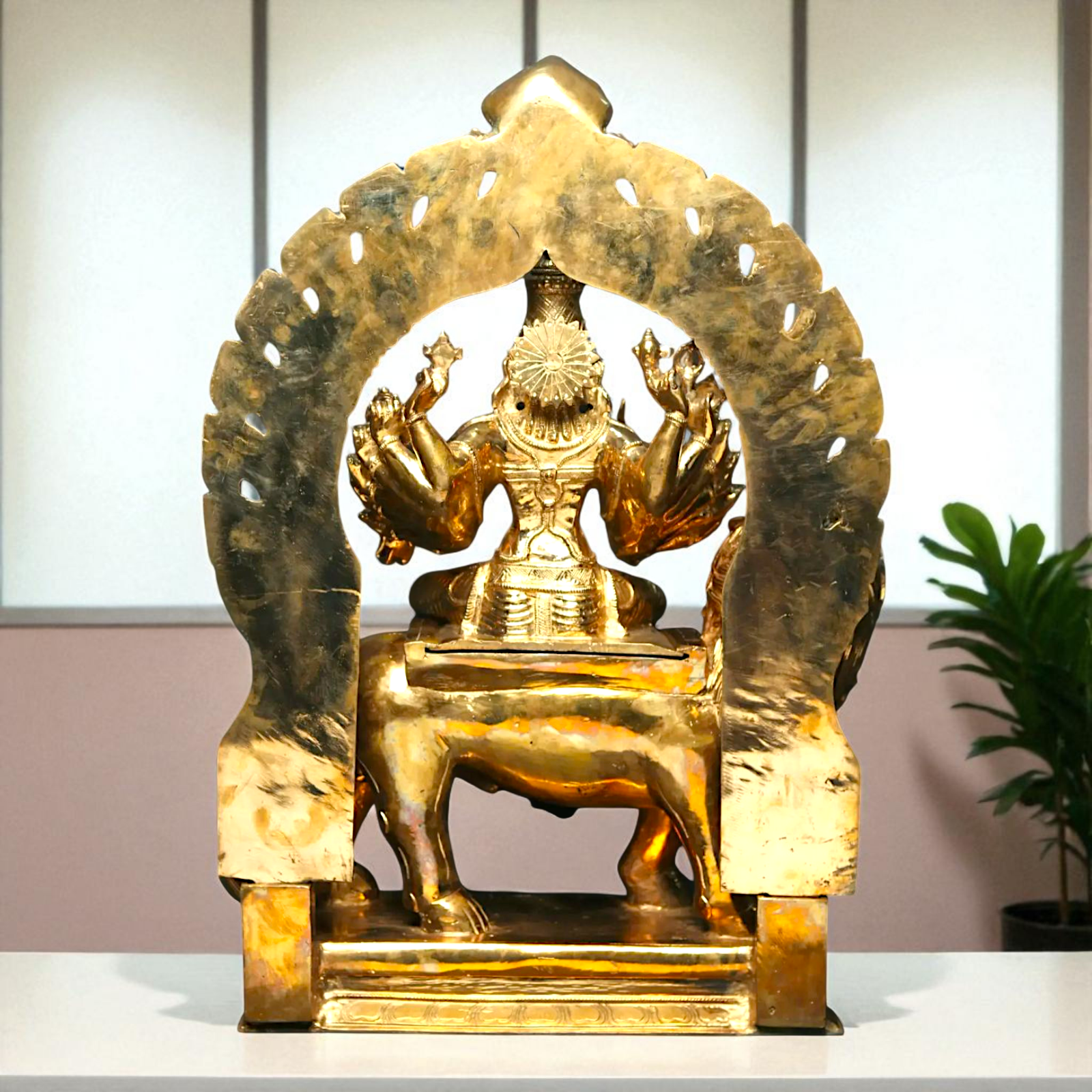 Big Durga Sherawali Maa Devi Seated on Lion with Blessing Bronze/Panchaloha idol - 27 Inches Nikuressence