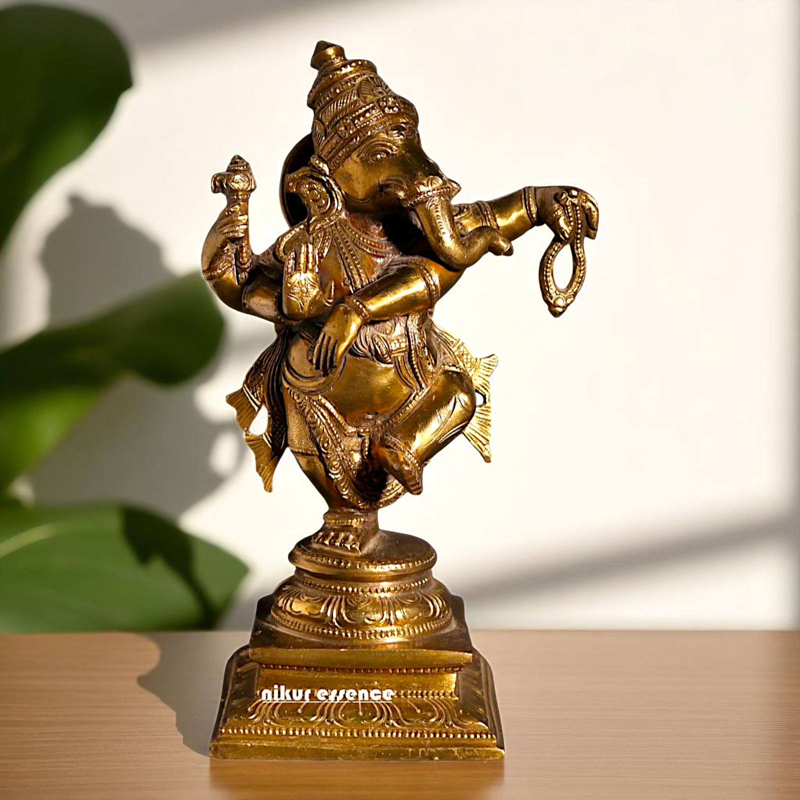 Bronze Ganesha Ganpati Dancing with Blessing statue - 9 Inches Nikuressence