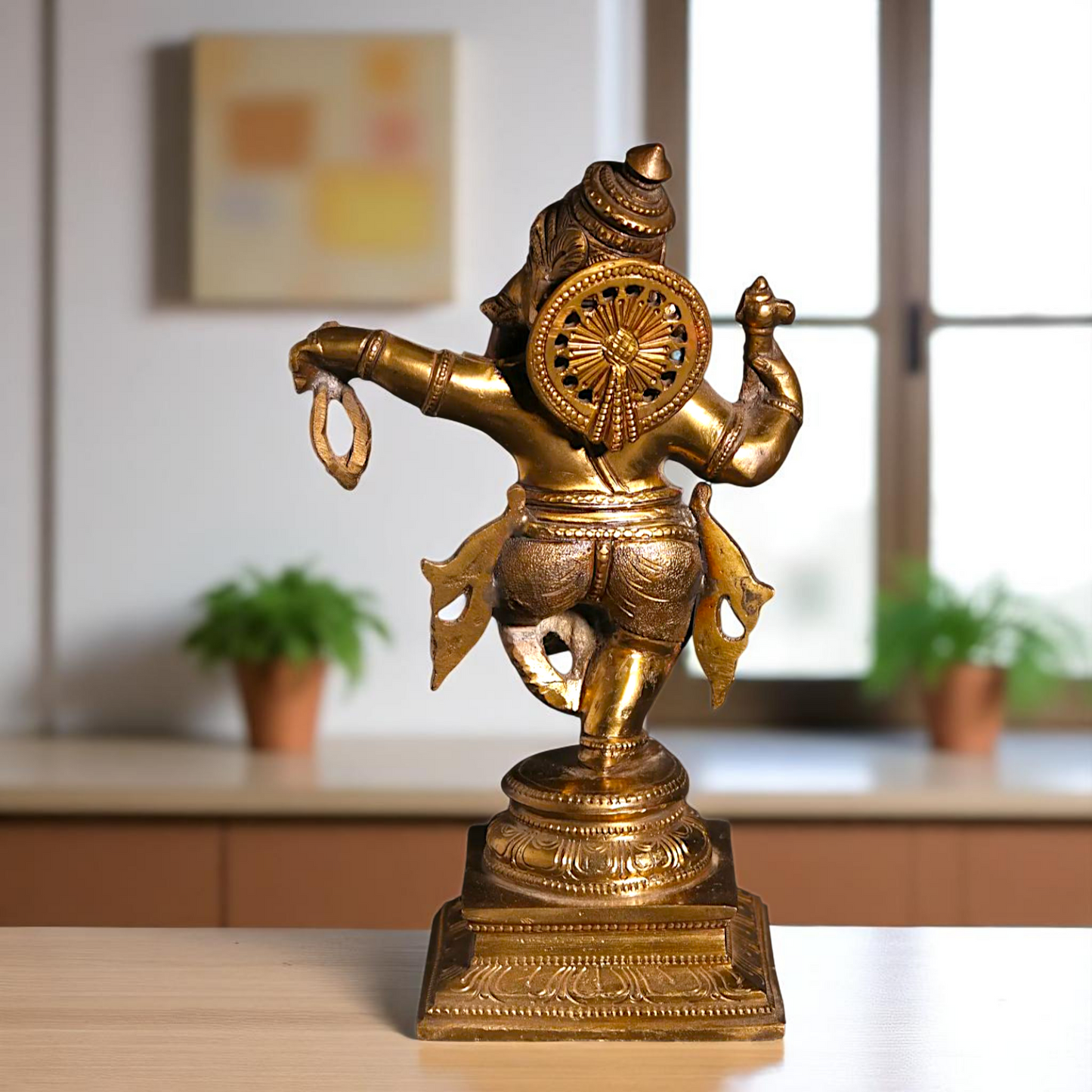 Bronze Ganesha Ganpati Dancing with Blessing statue - 9 Inches Nikuressence