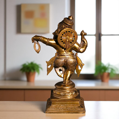 Bronze Ganesha Ganpati Dancing with Blessing statue - 9 Inches Nikuressence