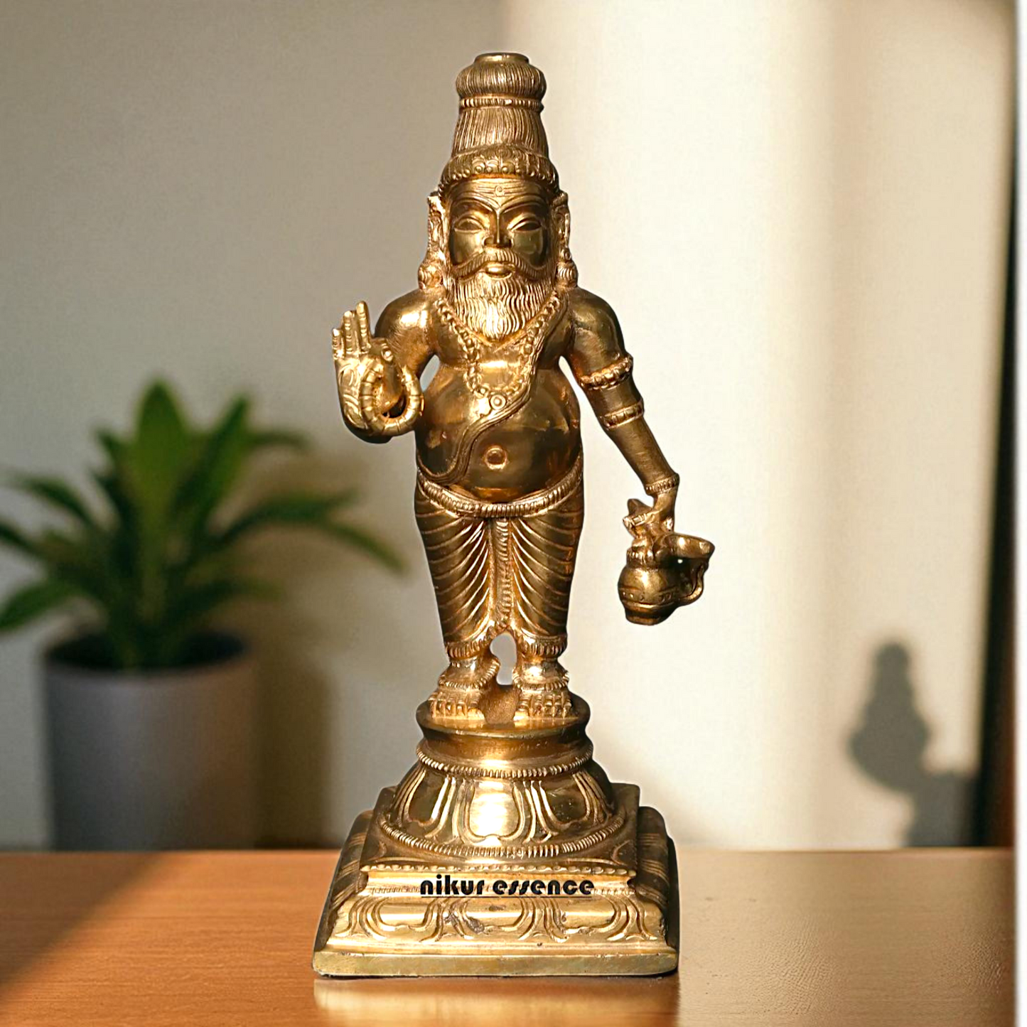 Lord Guru Agastya Rishi Muni standing with Blessing Bronze/Panchaloha idol - 9 Inches Nikuressence