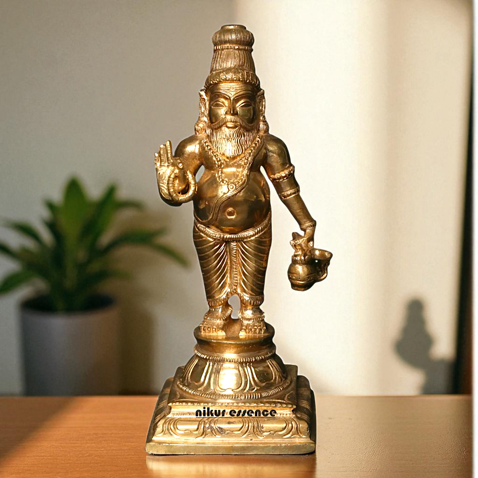 Lord Guru Agastya Rishi Muni standing with Blessing Bronze/Panchaloha idol - 9 Inches Nikuressence