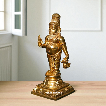 Lord Guru Agastya Rishi Muni standing with Blessing Bronze/Panchaloha idol - 9 Inches Nikuressence