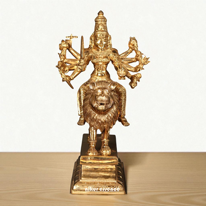 Goddess Durga Sherawali Maa with Ten Armed Bronze/Panchaloha idol - 18 Inches Nikuressence