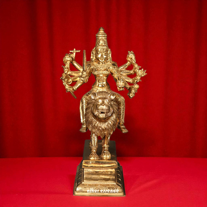 Goddess Durga Sherawali Maa with Ten Armed Bronze/Panchaloha idol - 18 Inches Nikuressence