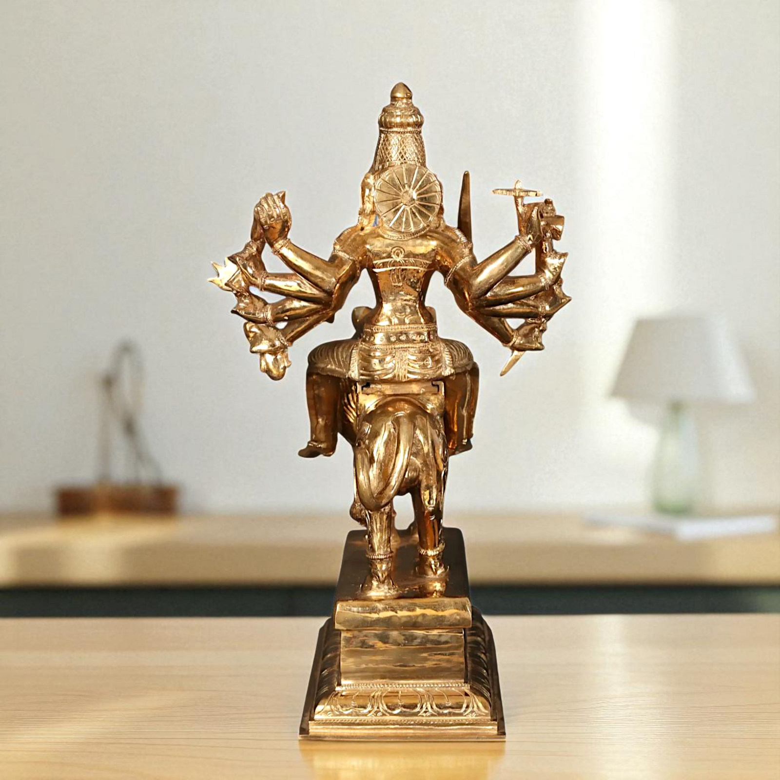 Goddess Durga Sherawali Maa with Ten Armed Bronze/Panchaloha idol - 18 Inches Nikuressence