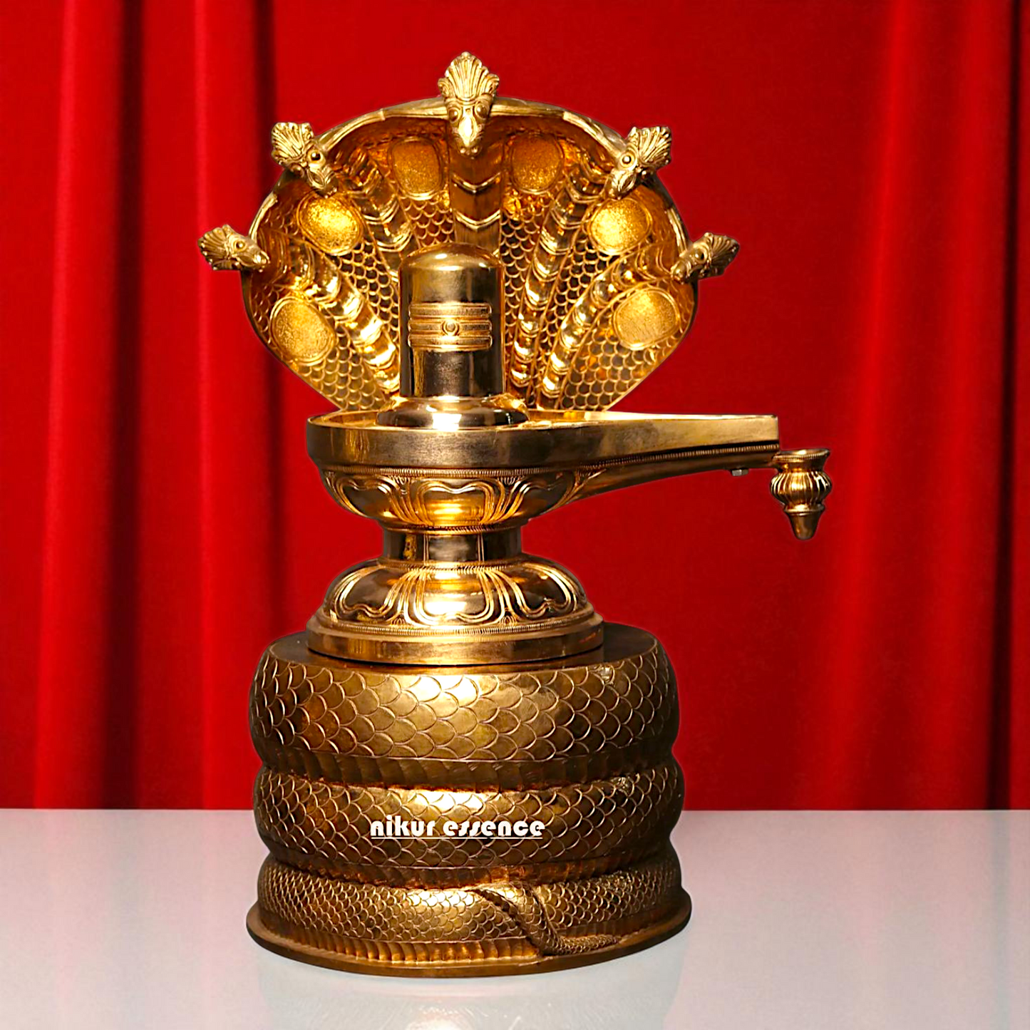 Shiva Linga with sheshnag and Nandi Bronze/Panchaloha idol - 26 Inches Nikuressence