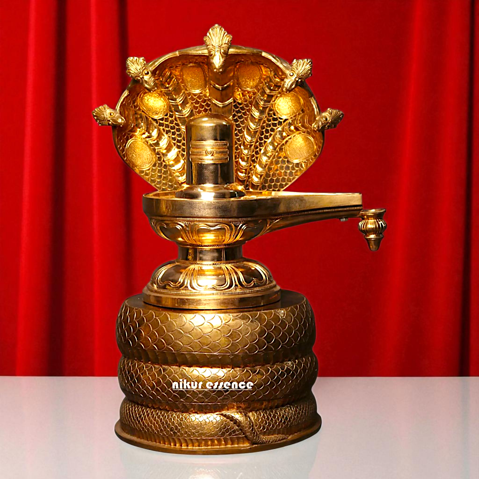 Shiva Linga with sheshnag and Nandi Bronze/Panchaloha idol - 26 Inches Nikuressence