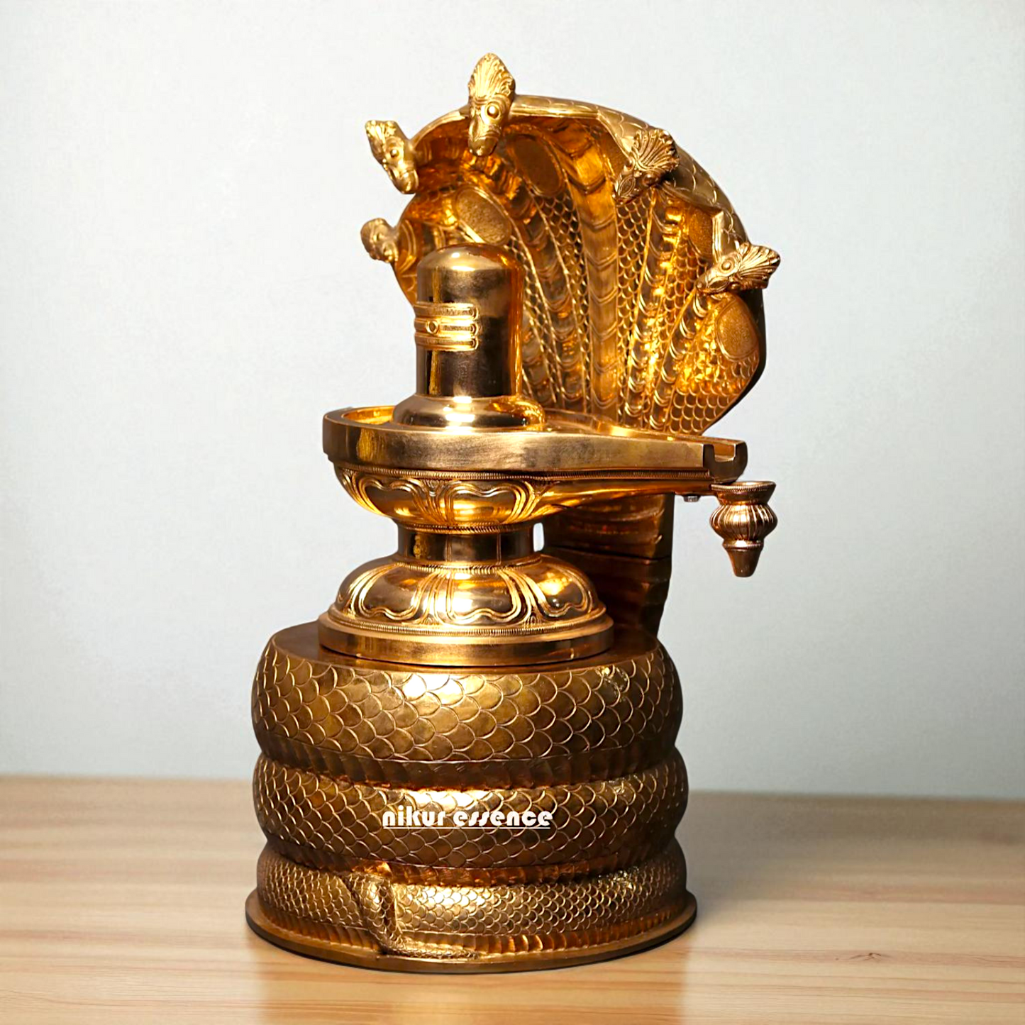 Shiva Linga with sheshnag and Nandi Bronze/Panchaloha idol - 26 Inches Nikuressence