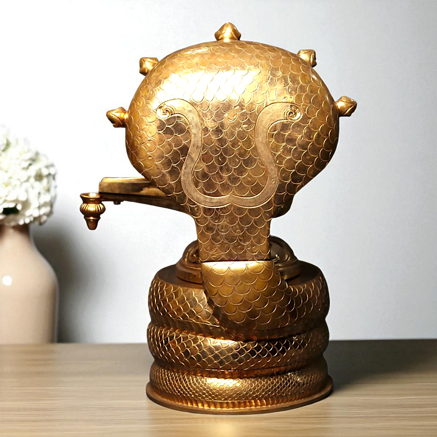 Shiva Linga with sheshnag and Nandi Bronze/Panchaloha idol - 26 Inches Nikuressence