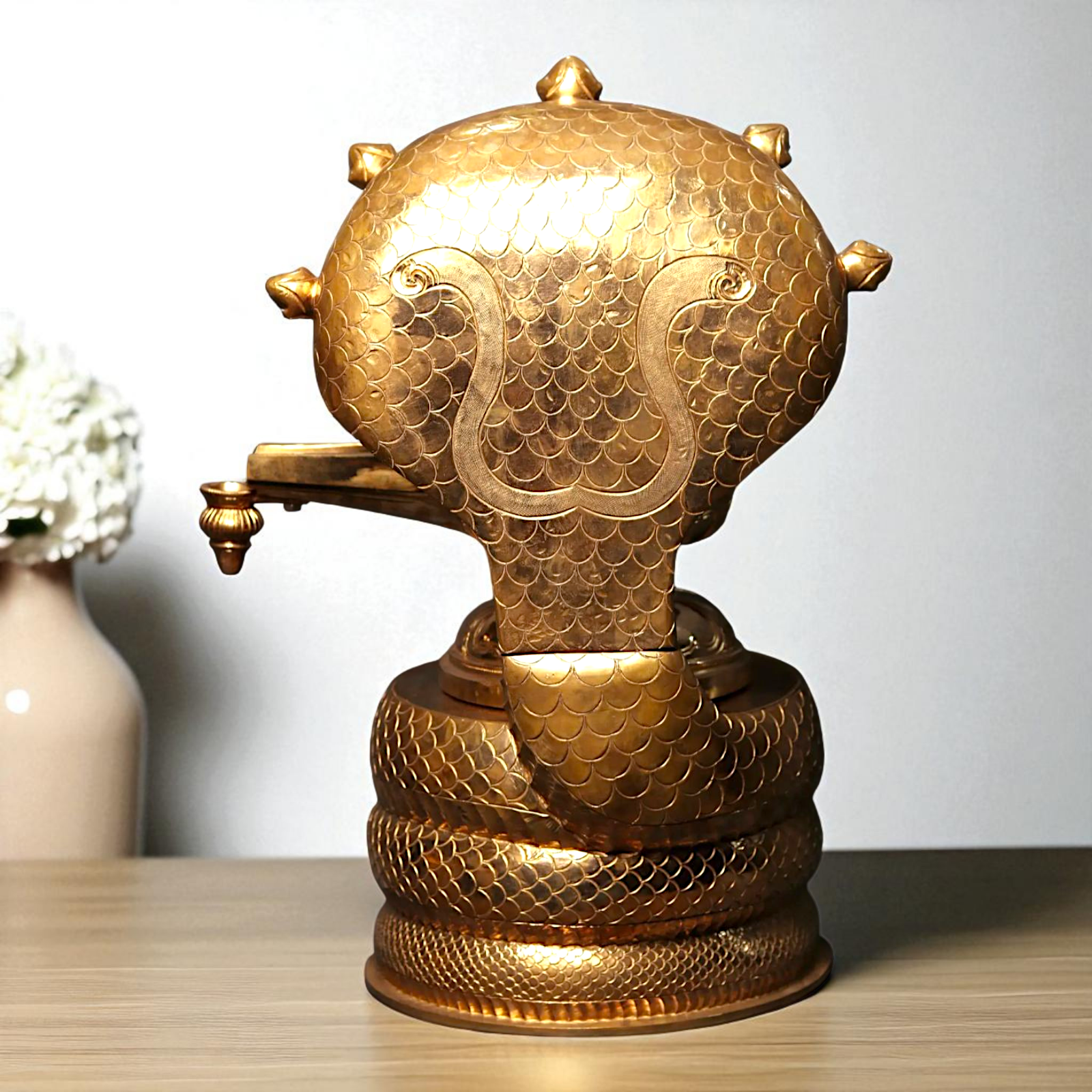 Shiva Linga with sheshnag and Nandi Bronze/Panchaloha idol - 26 Inches Nikuressence