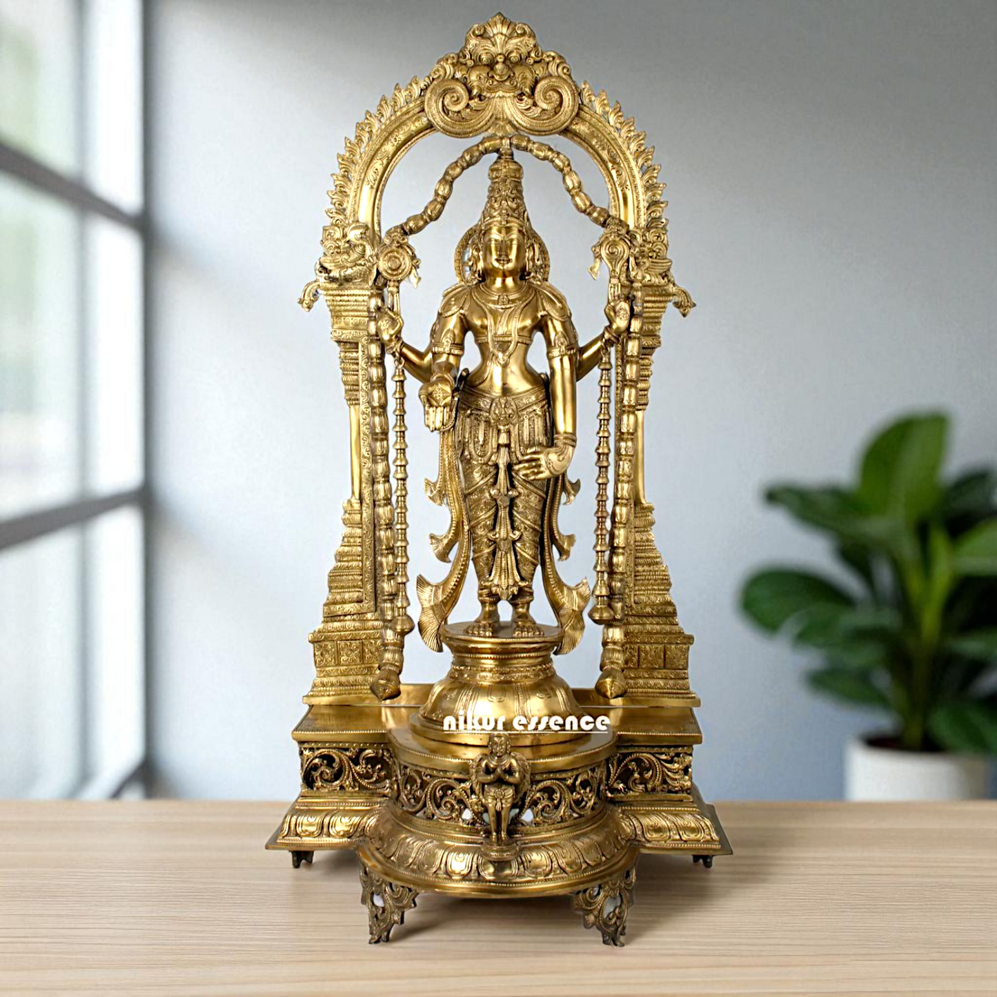 Lord Vishnu God Blessing standing Pooja Bronze/Panchaloha idol - 40 Inches Nikuressence