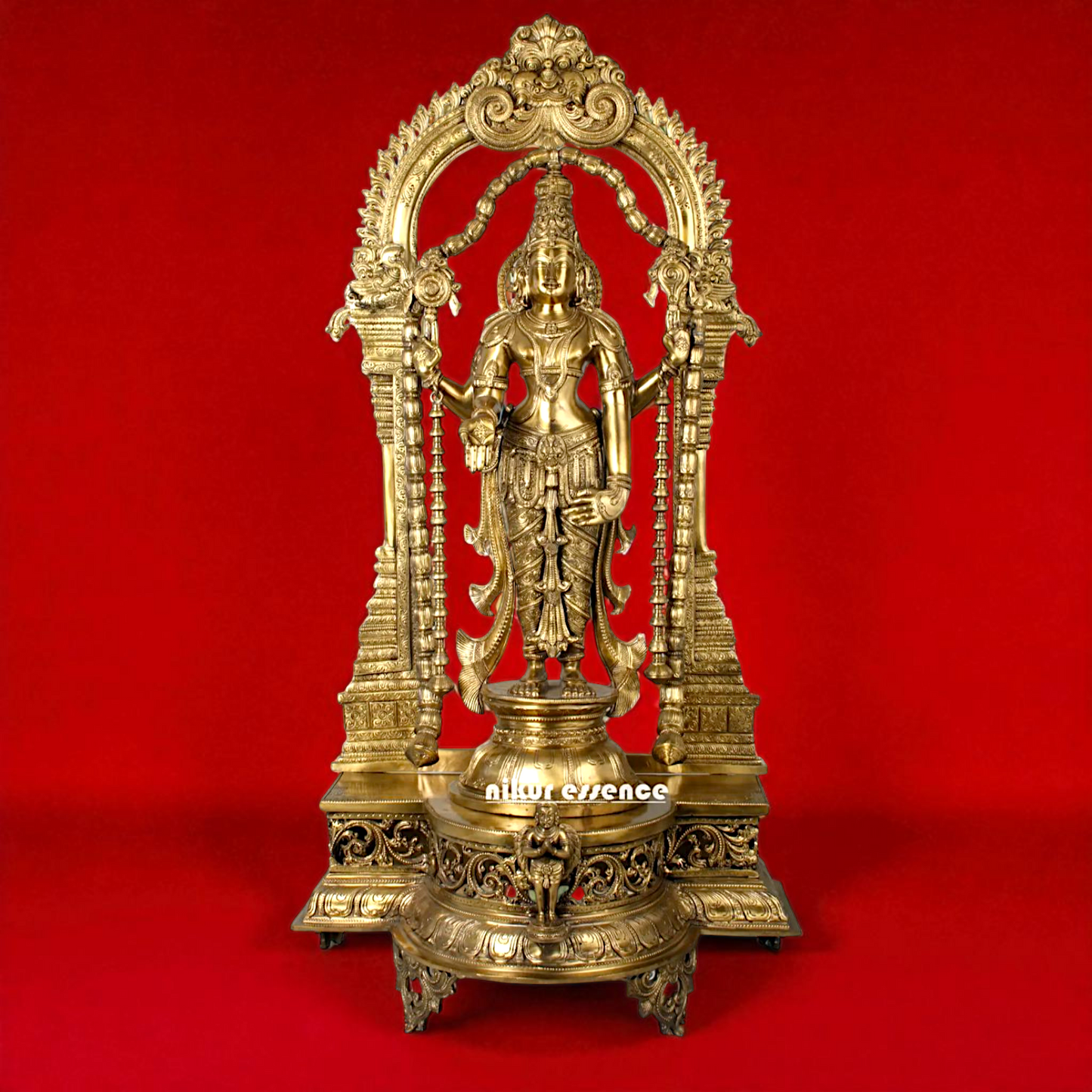 Lord Vishnu God Blessing standing Pooja Bronze/Panchaloha idol - 40 Inches Nikuressence